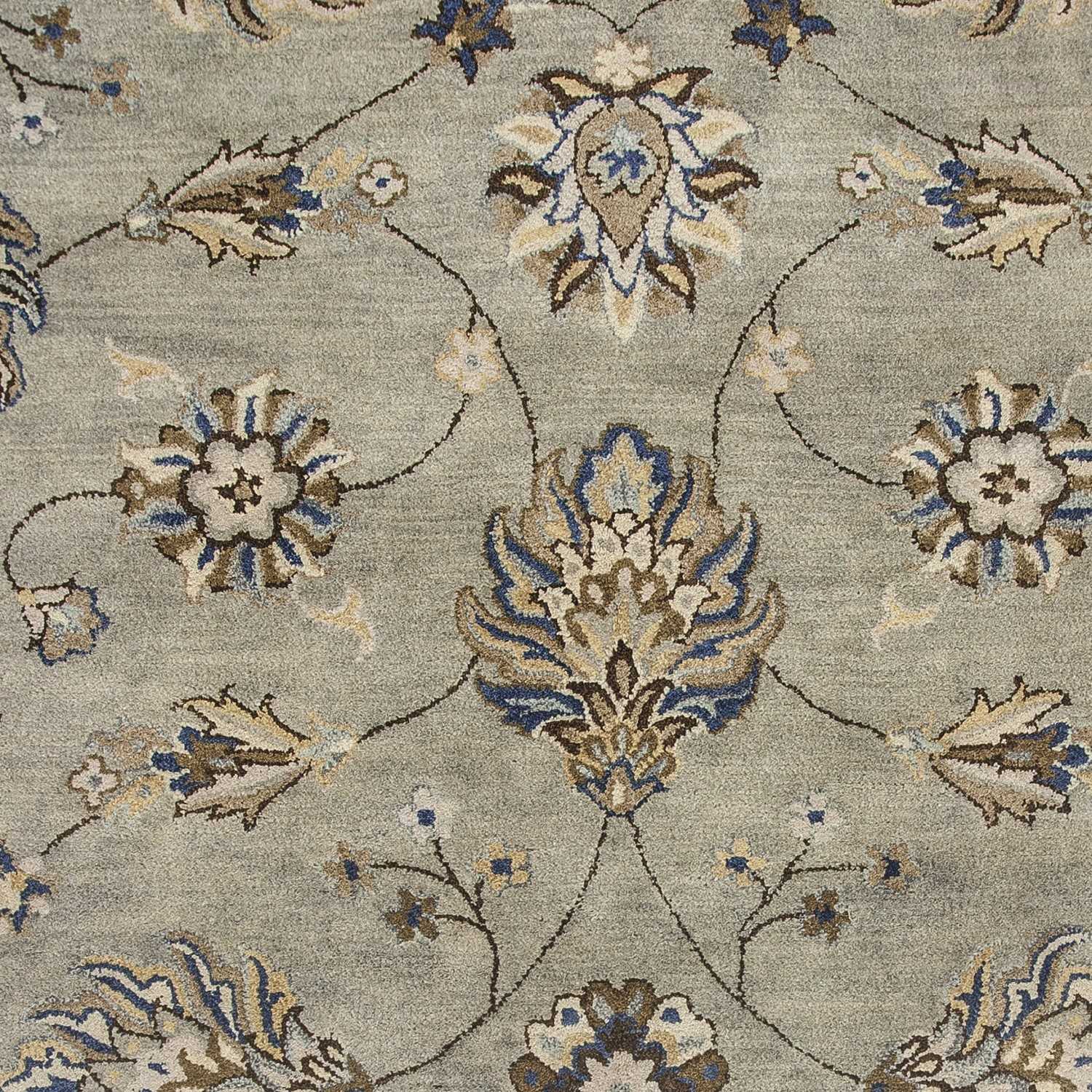 9' X 13' Gray Ivory And Brown Wool Floral Hand Tufted Area Rug Homeroots Home Decor