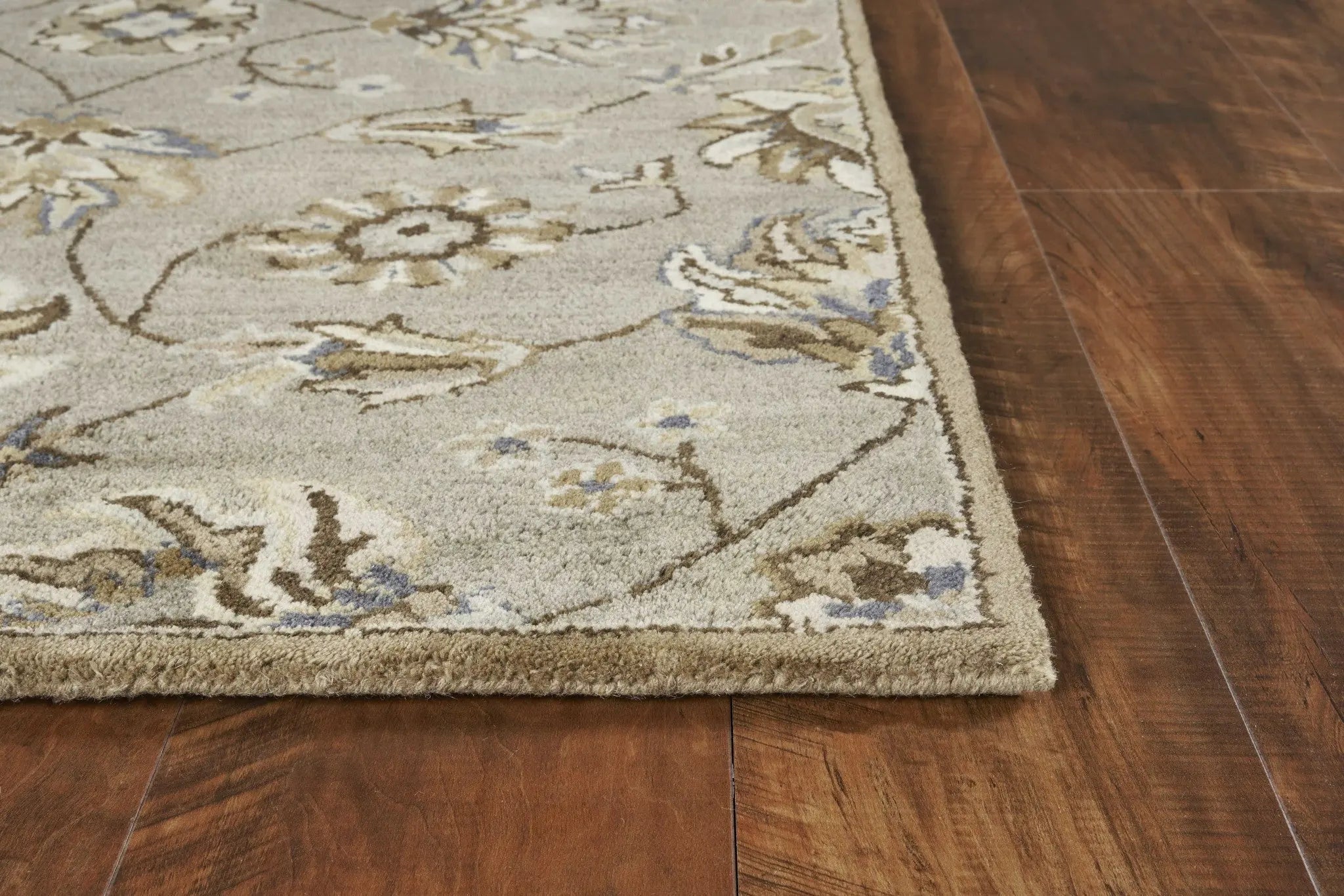 9' X 13' Gray Ivory And Brown Wool Floral Hand Tufted Area Rug Homeroots Home Decor