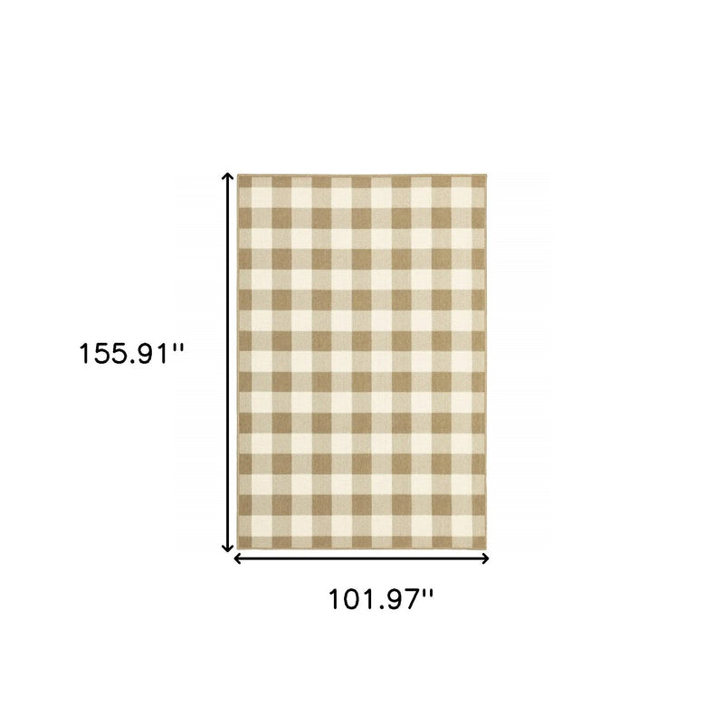 9' X 13' Gray and Ivory Geometric Stain Resistant Indoor Outdoor Area Rug Homeroots Outdoor