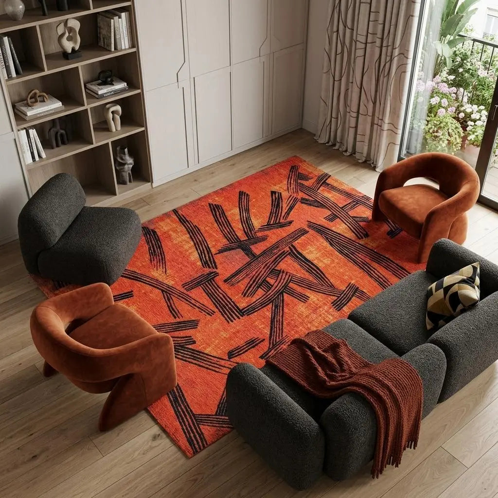 9' X 13' Red And White Abstract Washable Area Rug With UV Protection Homeroots Home Decor