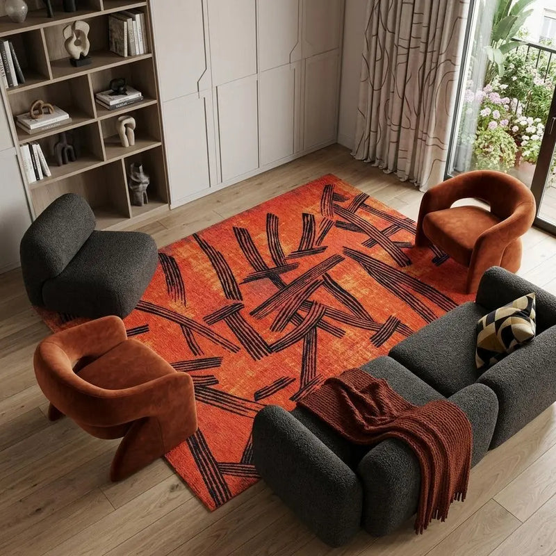9' X 13' Red And White Abstract Washable Area Rug With UV Protection Homeroots Home Decor