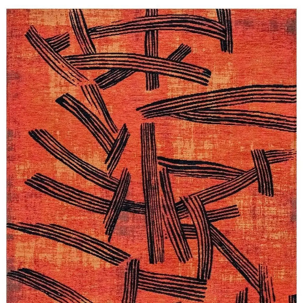 9' X 13' Red And White Abstract Washable Area Rug With UV Protection Homeroots Home Decor