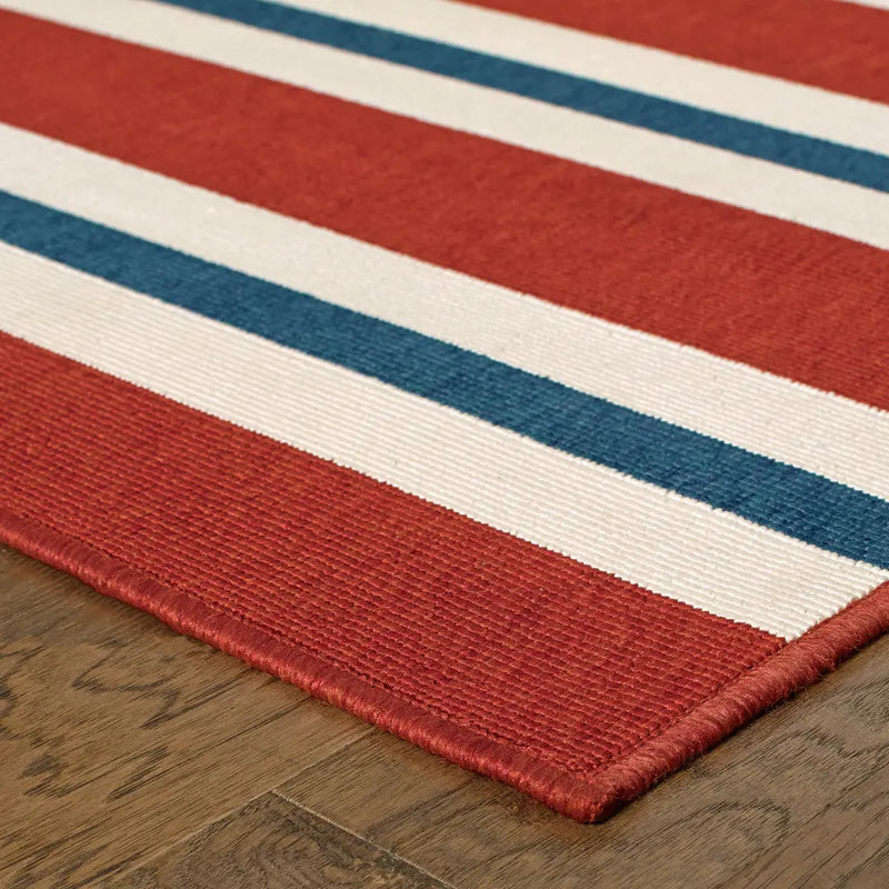 9' X 13' Red and Ivory Geometric Stain Resistant Indoor Outdoor Area Rug Homeroots Outdoor