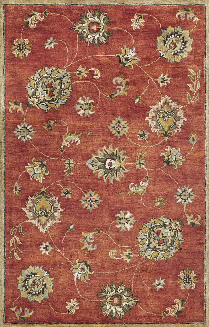 9' X 13' Sienna Gold And Green Wool Floral Vines Hand Tufted Area Rug Homeroots Home Decor