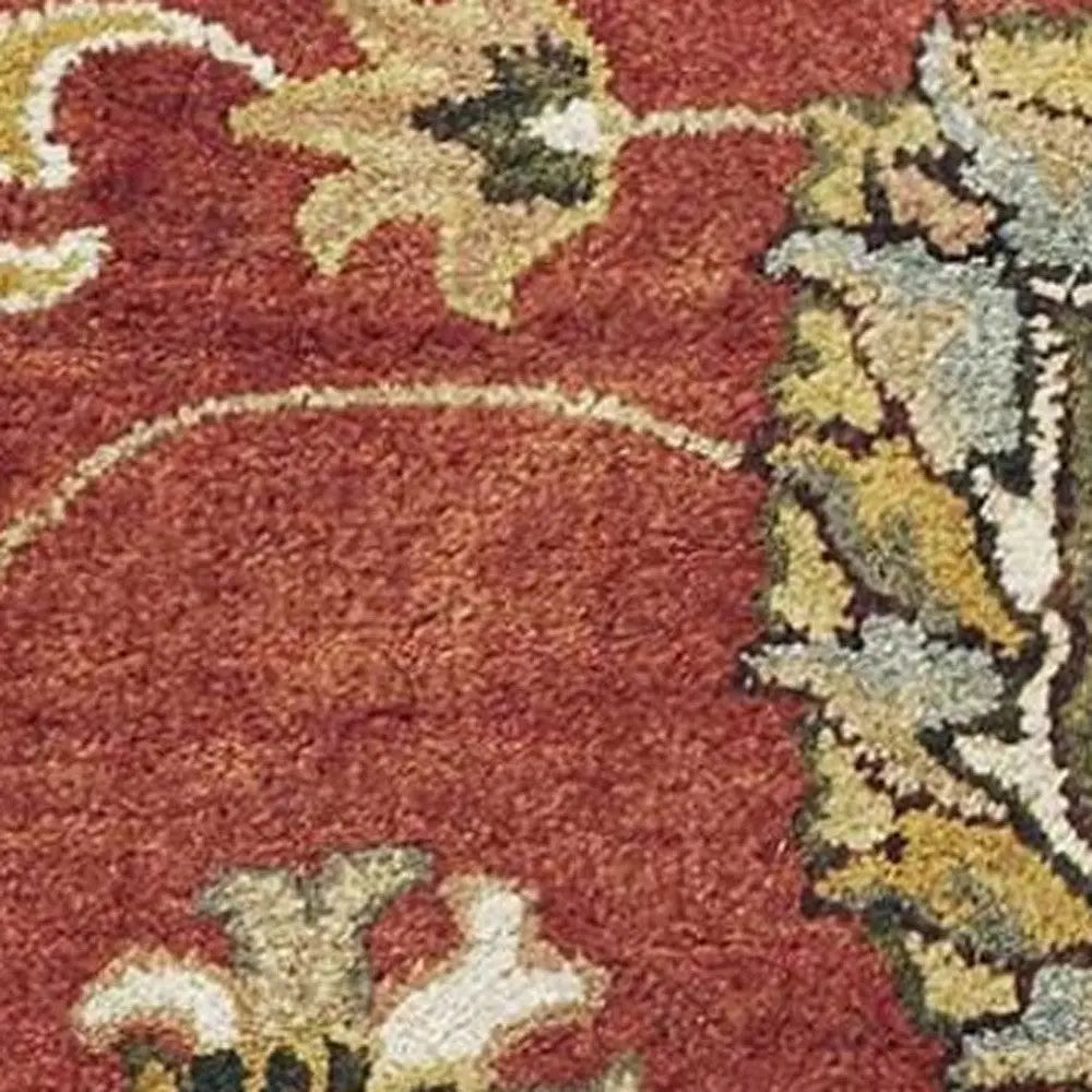9' X 13' Sienna Gold And Green Wool Floral Vines Hand Tufted Area Rug Homeroots Home Decor
