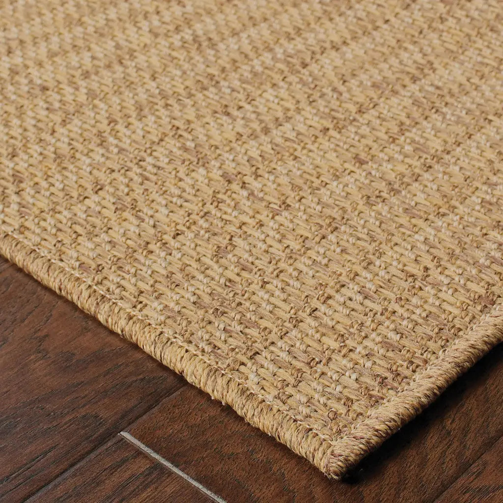 9' X 13' Tan Striped Stain Resistant Indoor Outdoor Area Rug Homeroots Outdoor