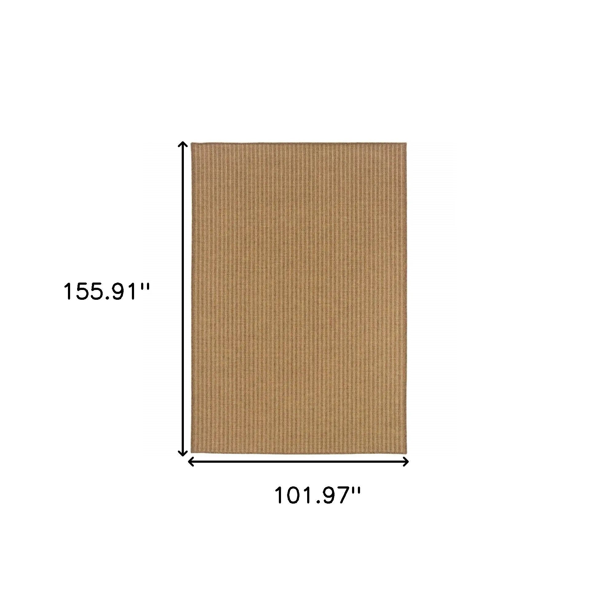9' X 13' Tan Striped Stain Resistant Indoor Outdoor Area Rug Homeroots Outdoor
