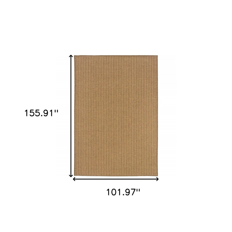 9' X 13' Tan Striped Stain Resistant Indoor Outdoor Area Rug Homeroots Outdoor