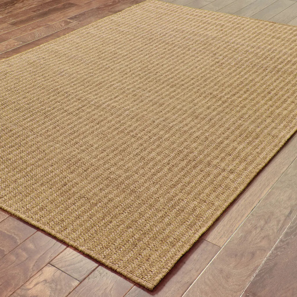 9' X 13' Tan Striped Stain Resistant Indoor Outdoor Area Rug Homeroots Outdoor