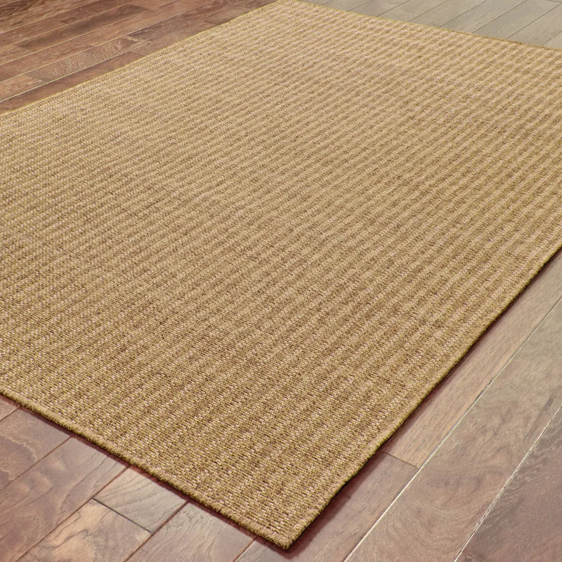 9' X 13' Tan Striped Stain Resistant Indoor Outdoor Area Rug Homeroots Outdoor