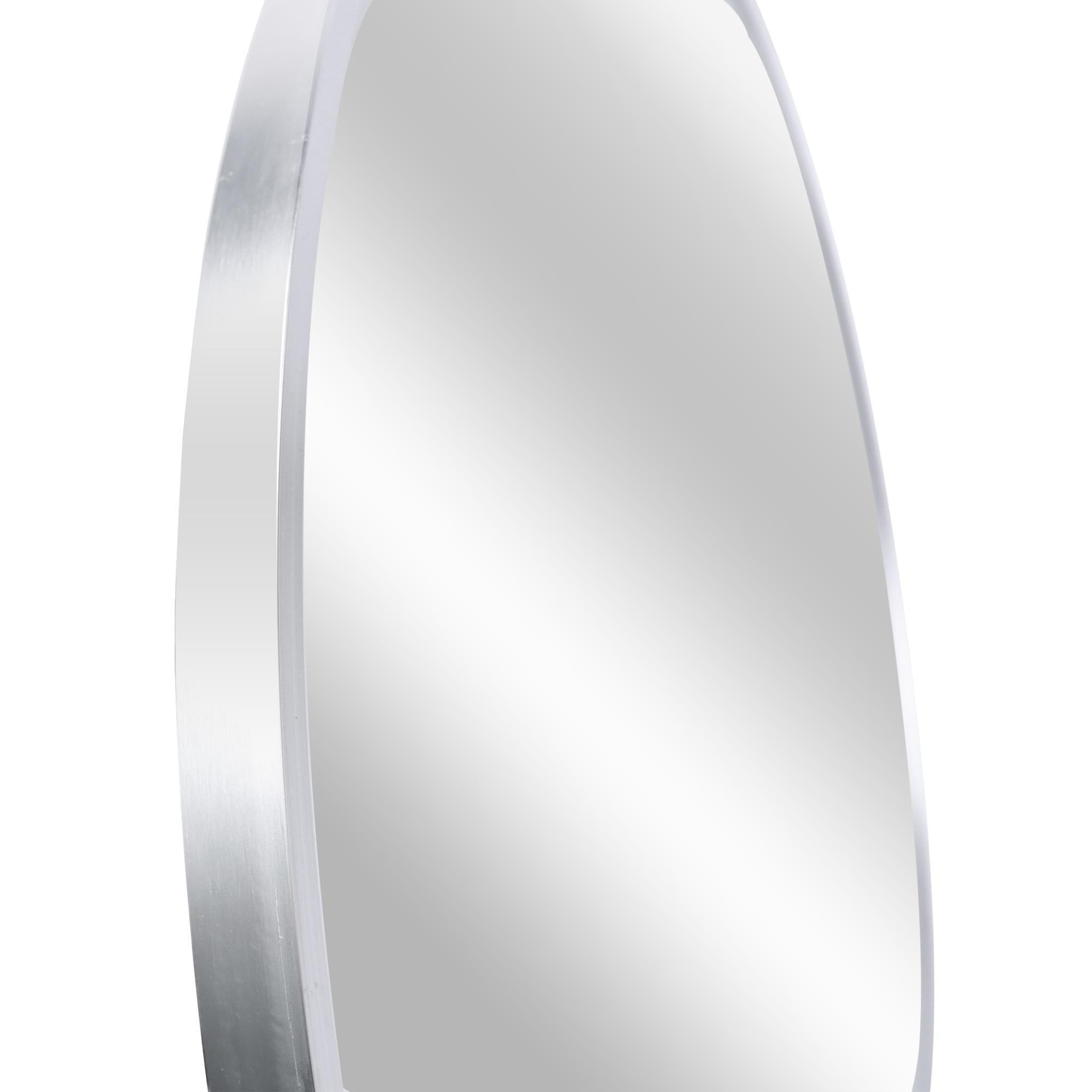 32" Silver Aluminum Round Framed Bathroom Vanity Mirror - Bed & Bath
