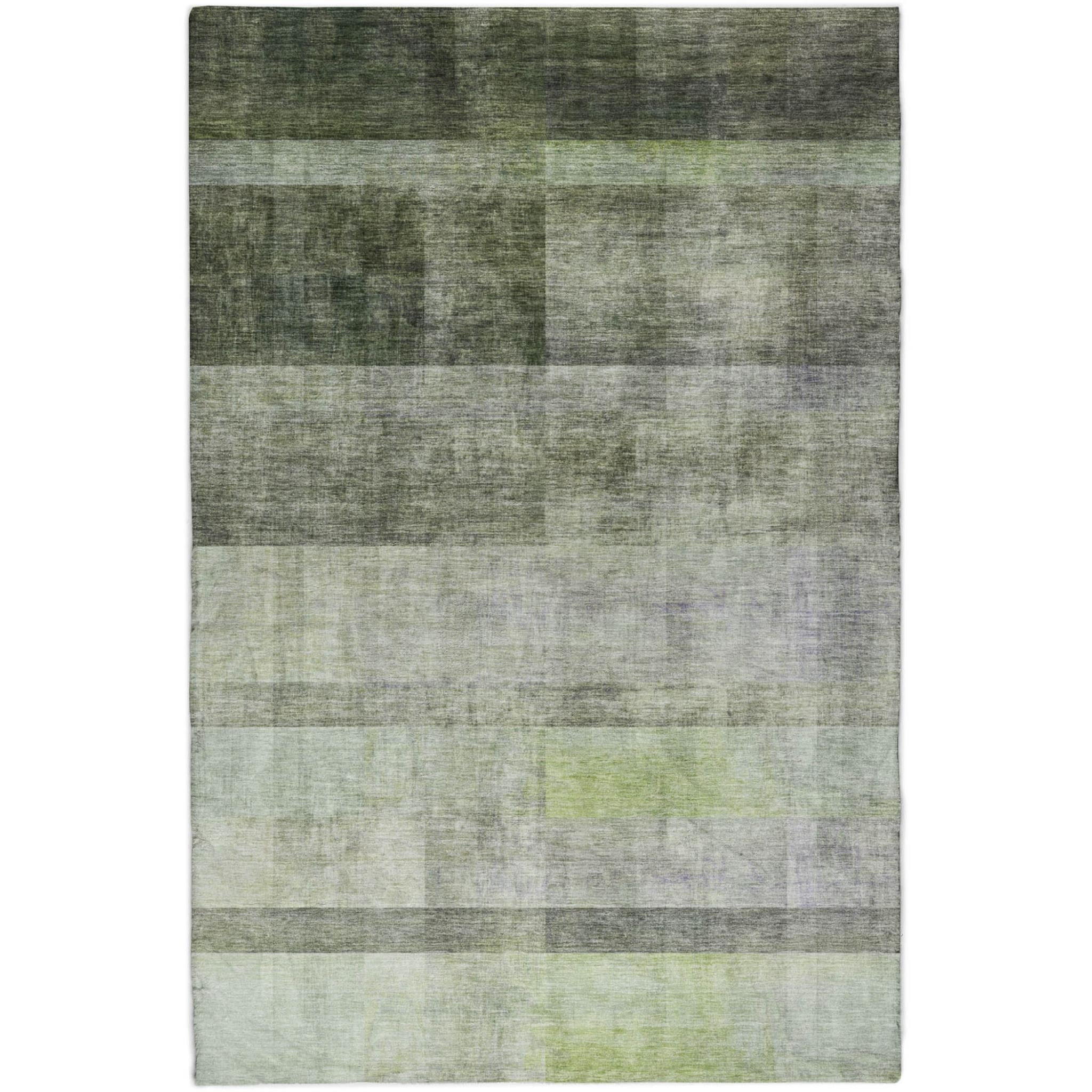 10' X 14' Olive Green And Gray Geometric Shag Washable Area Rug With UV Protection - Home & Garden