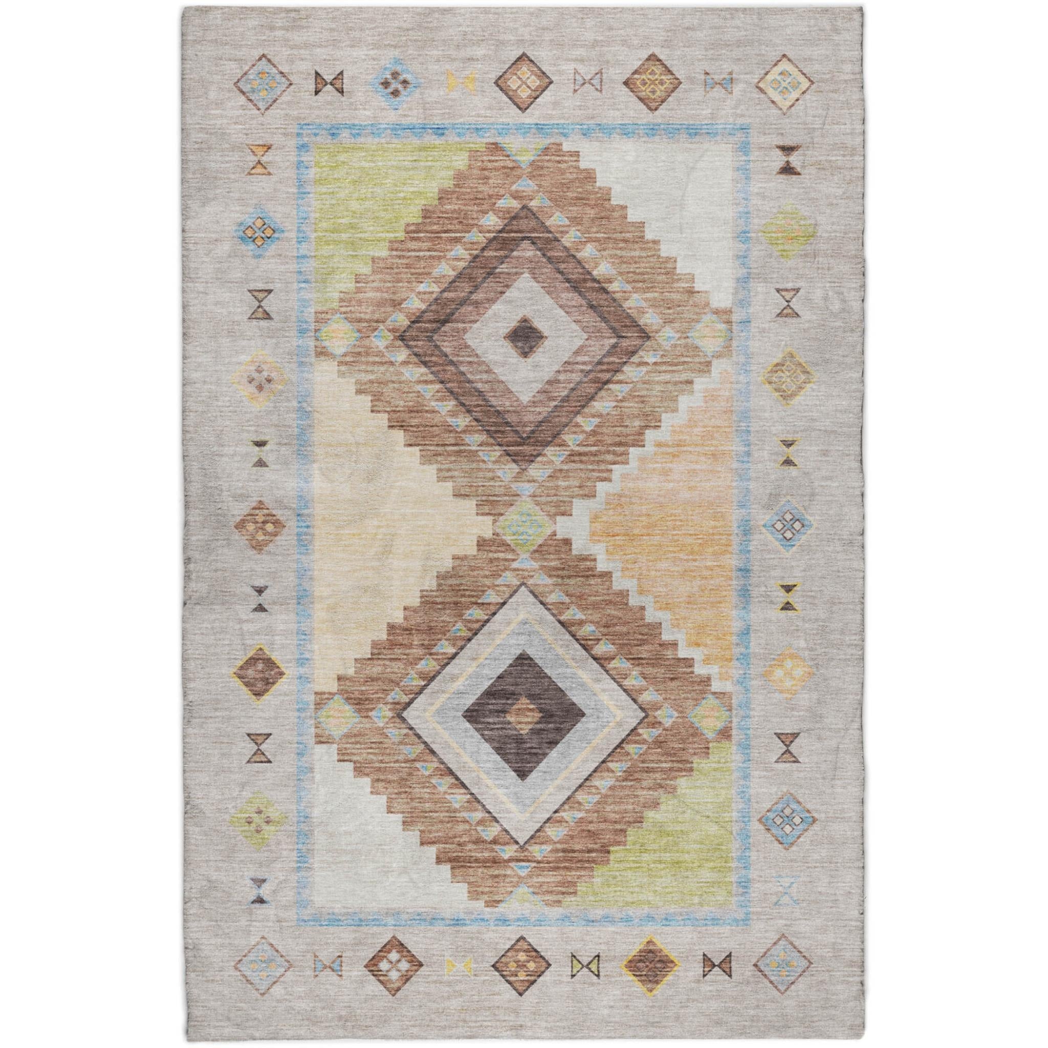 10' X 14' Taupe And Brown Geometric Shag Washable Area Rug With UV Protection - Home & Garden