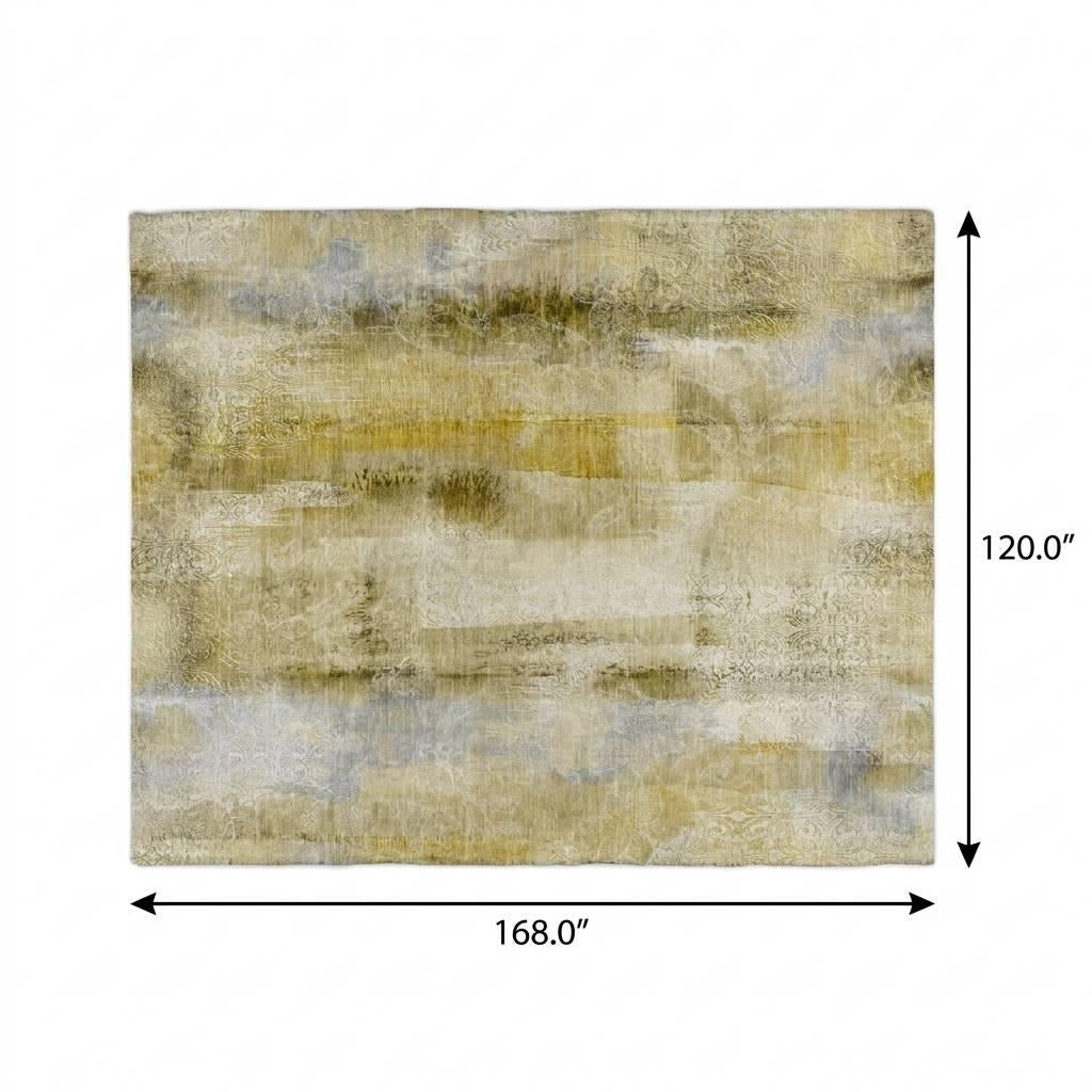10' X 14' Taupe And Beige Abstract Shag Washable Area Rug With UV Protection - Home & Garden