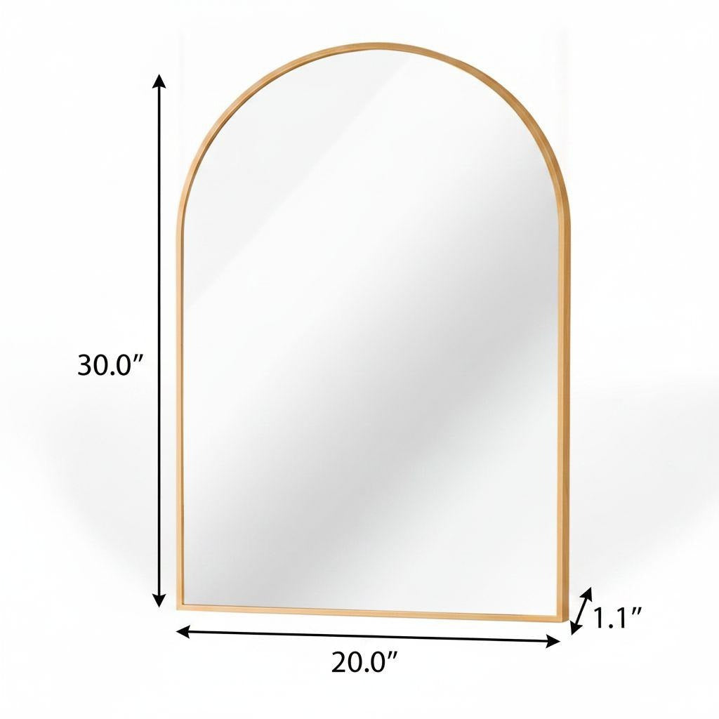 30" Gold Aluminum Arch Framed Bathroom Vanity Mirror - Bed & Bath