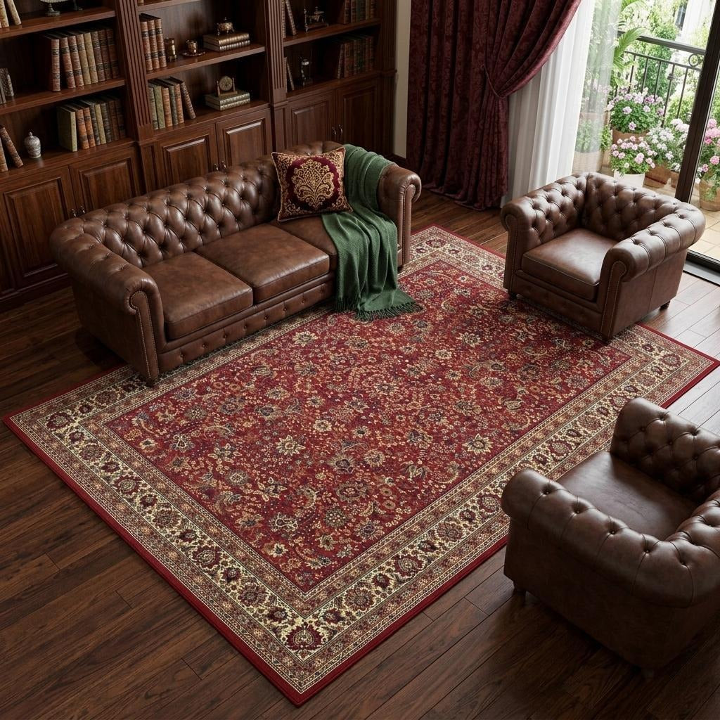 7' X 10' Red And Ivory Oriental Area Rug - Home & Garden