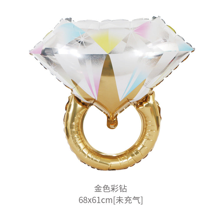 Large Diamond Ring Aluminum Foil Balloon Wedding Decoration Valentine's Day Decoration Proposal Diamond Slogan Aluminum Globos 5