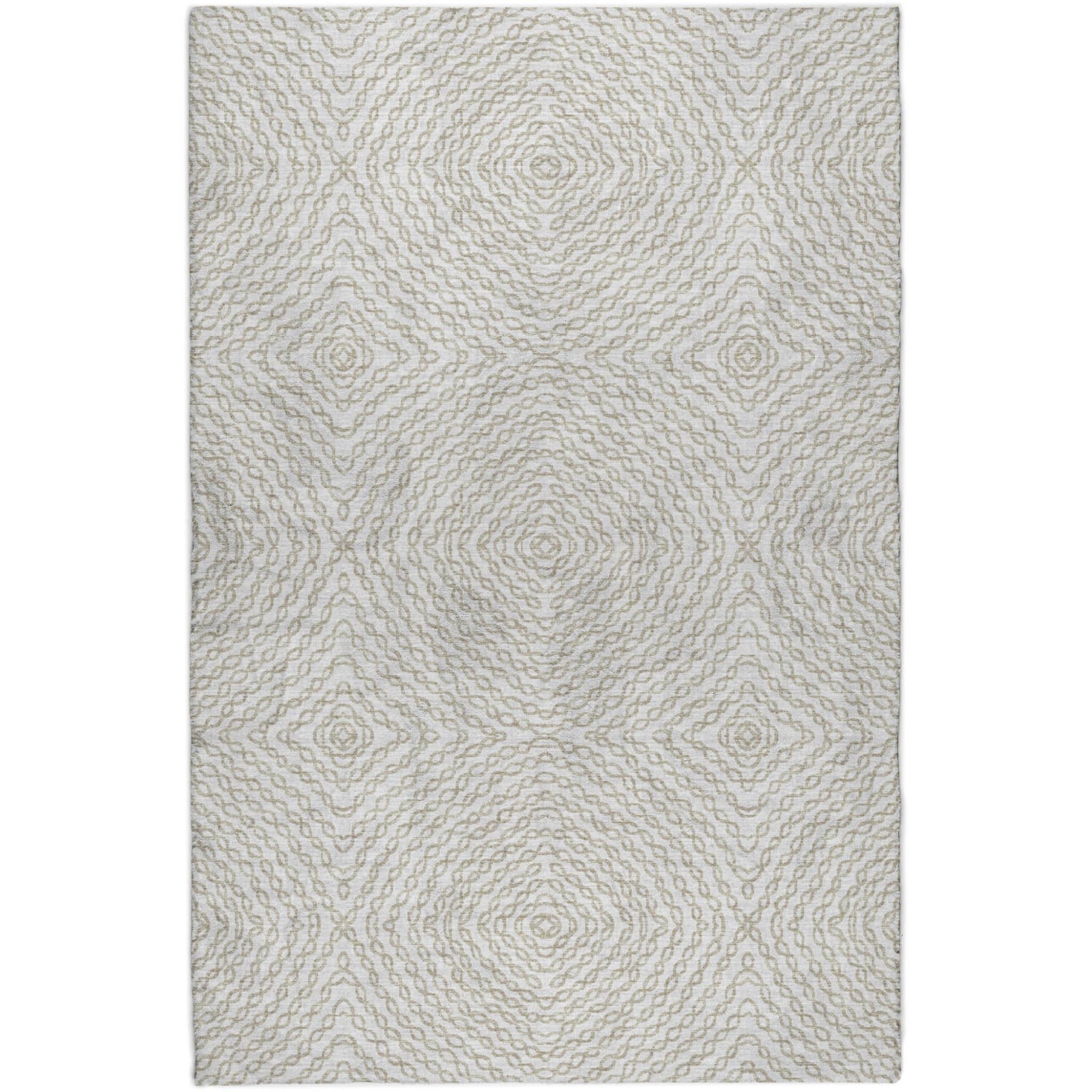 10' X 14' Linen And Taupe Abstract Shag Washable Area Rug With UV Protection - Home & Garden