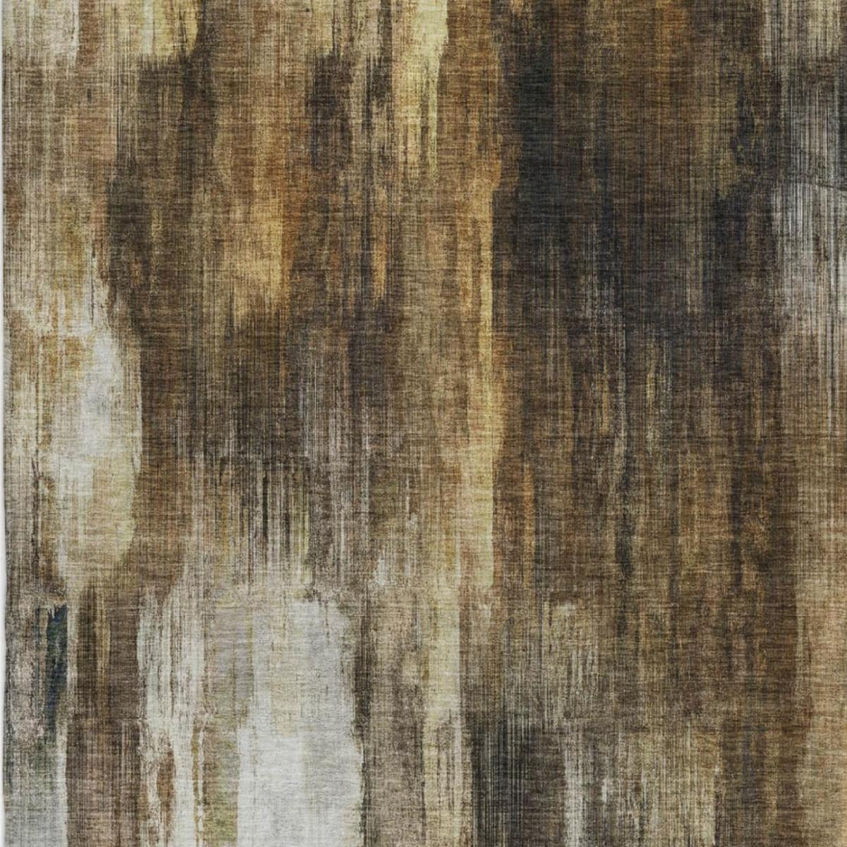 10' X 14' Chocolate And Brown Abstract Shag Washable Area Rug With UV Protection - Home & Garden