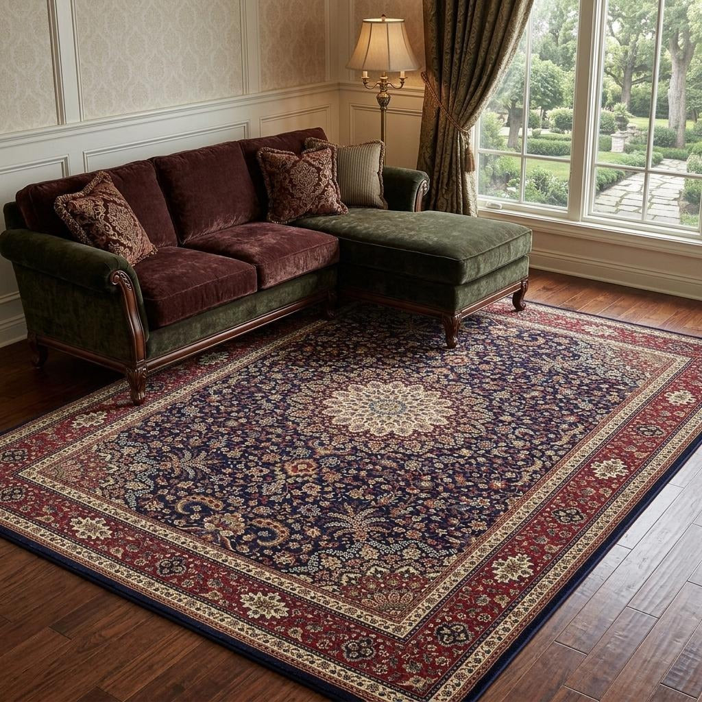 7' X 10' Blue And Red Oriental Area Rug - Home & Garden