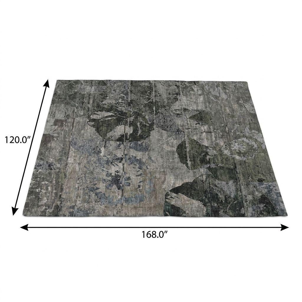 10' X 14' Gray And Taupe Abstract Shag Washable Area Rug With UV Protection - Home & Garden