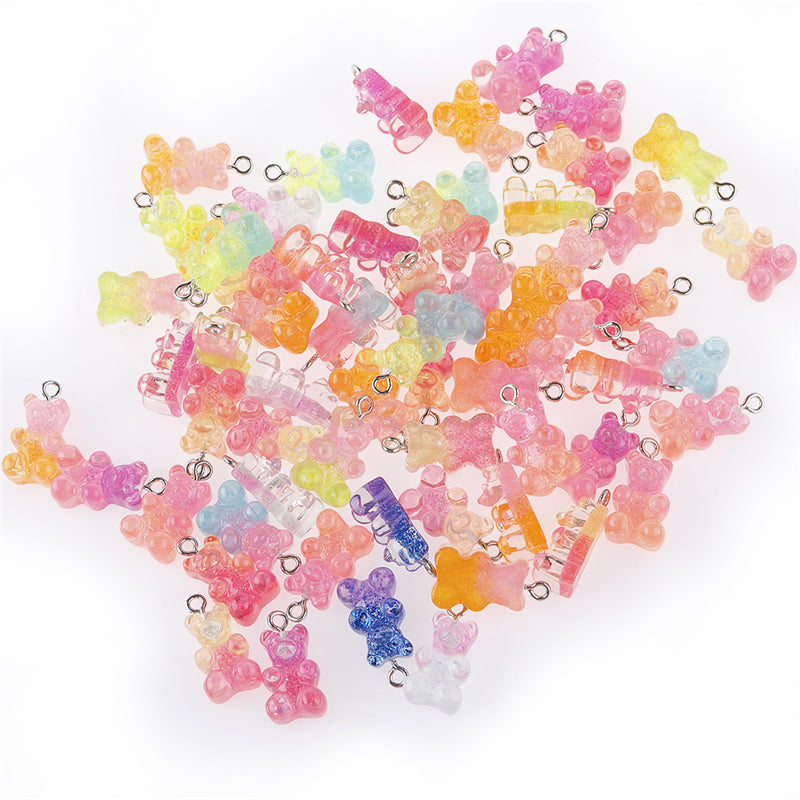 Candy Bear Cute Resin Charms DIY Patch Findings Gummy Earrings Keychain Necklace Pendant Jewelry Decor Accessory 100 Mix