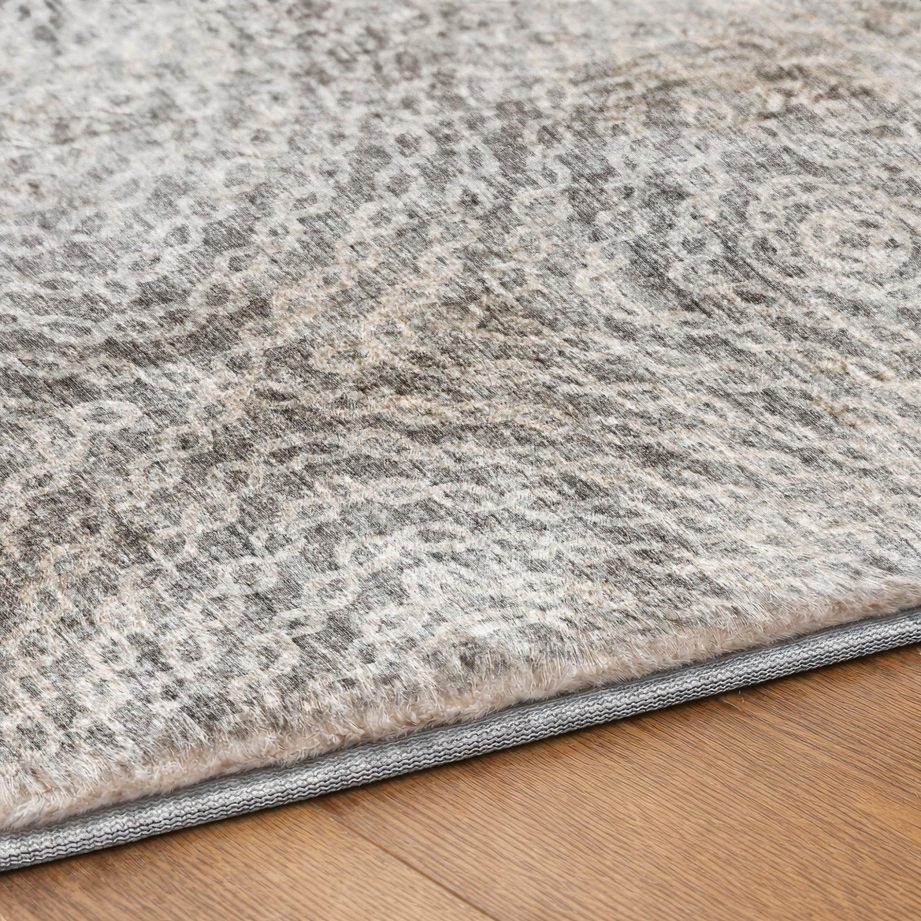 10' X 14' Gray And Beige Abstract Shag Washable Area Rug With UV Protection - Home & Garden