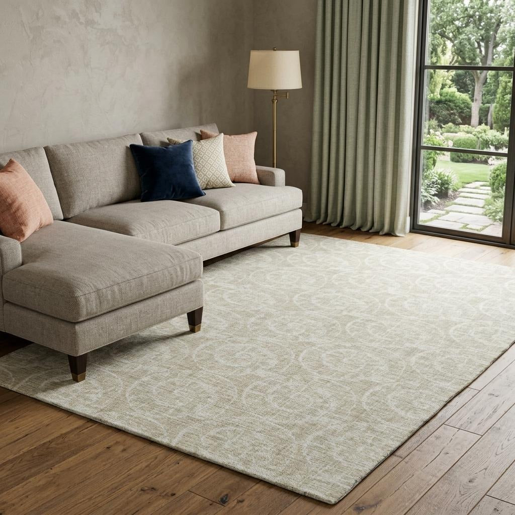 10' X 14' Beige And Taupe Animal Print Shag Washable Area Rug With UV Protection - Home & Garden