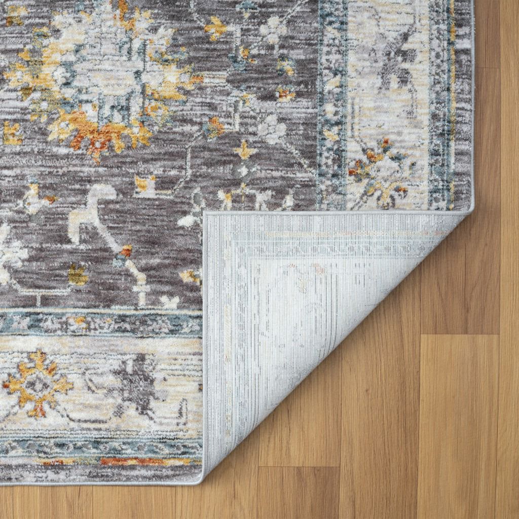 2' X 3' Gray and Ivory Floral Area Rug - Home & Garden