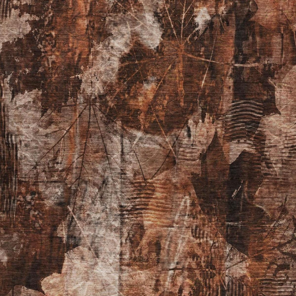 10' X 14' Orange And Charcoal Floral Shag Washable Area Rug With UV Protection - Home & Garden