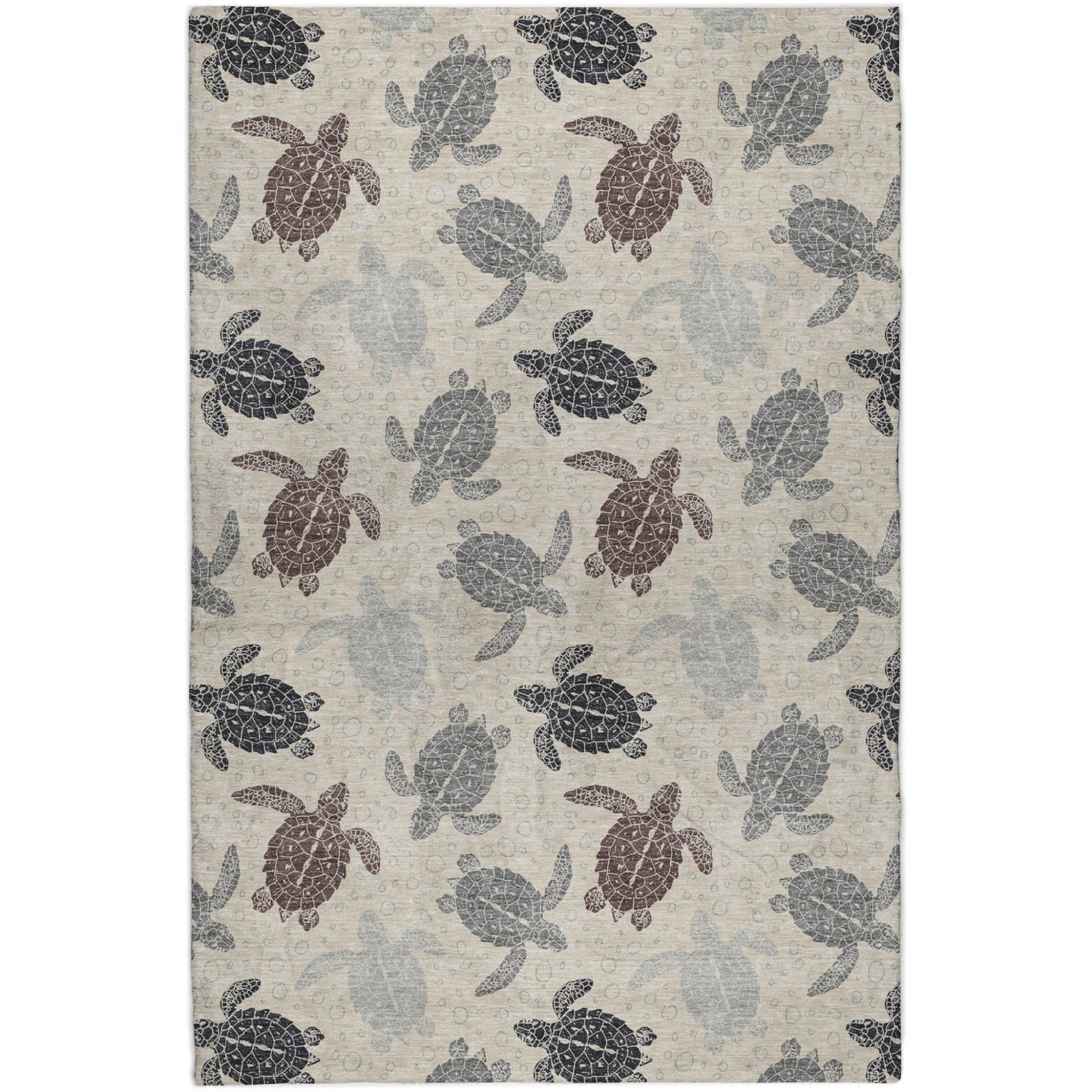 10' X 14' Sand And Chocolate Animal Print Shag Washable Area Rug With UV Protection - Home & Garden