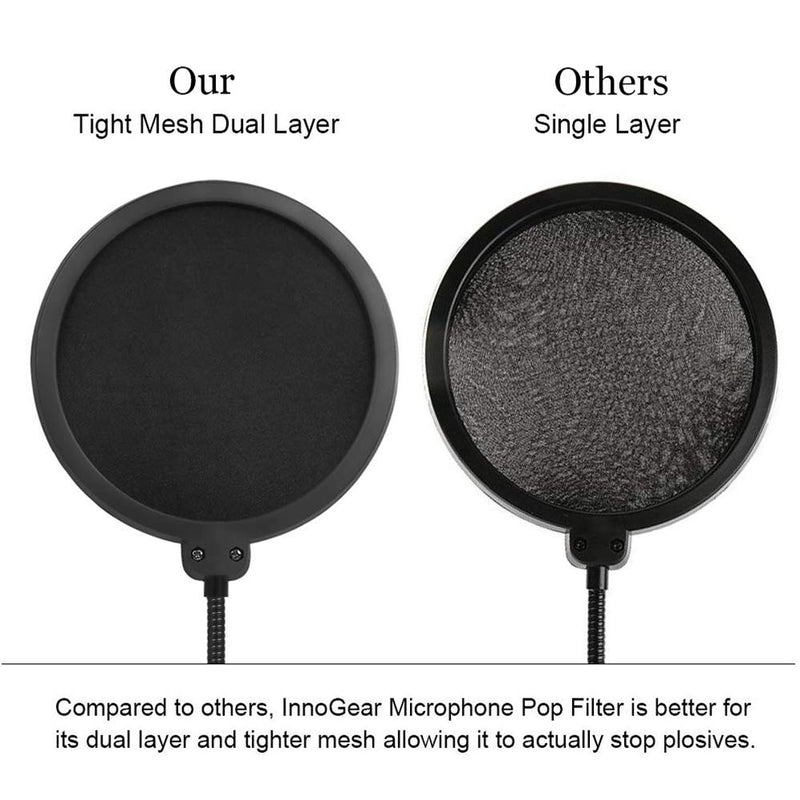 Black Double Layer Studio Microphone Mic Wind Screen Filter For Speaking Recording