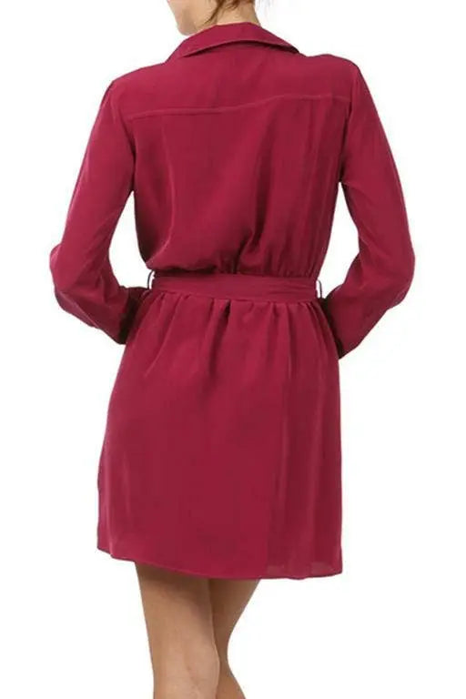 A-Line Wrap Dress With Chest Pockets and a Waist Tie SurelyMine