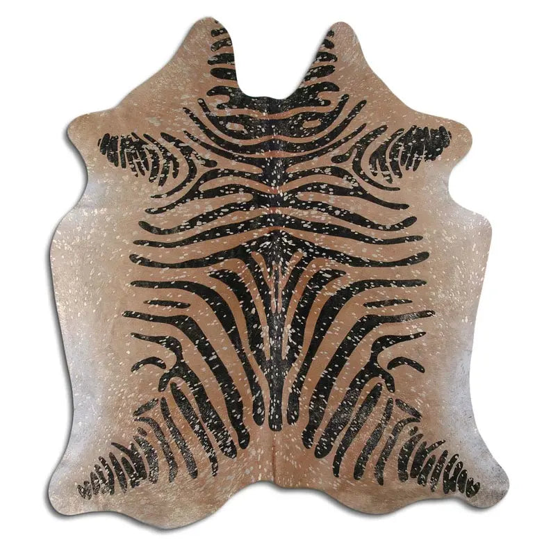 ACID WASHED HAIR ON COWHIDE BLACK ZEBRA WITH GOLD METALLIC MODA-DBK