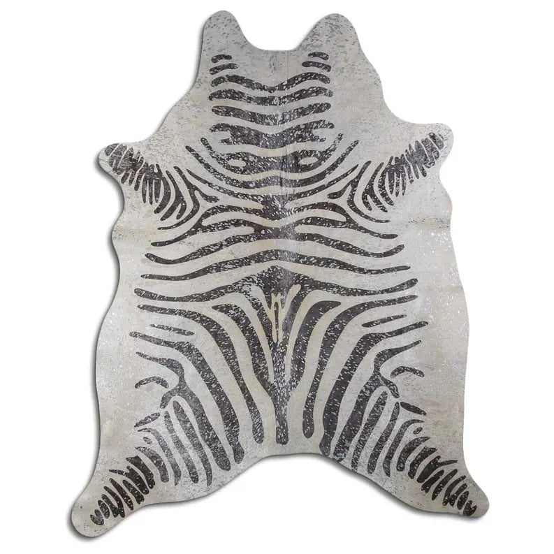 ACID WASHED HAIR ON COWHIDE BLACK ZEBRA WITH SILVER METALLIC MODA-DBK