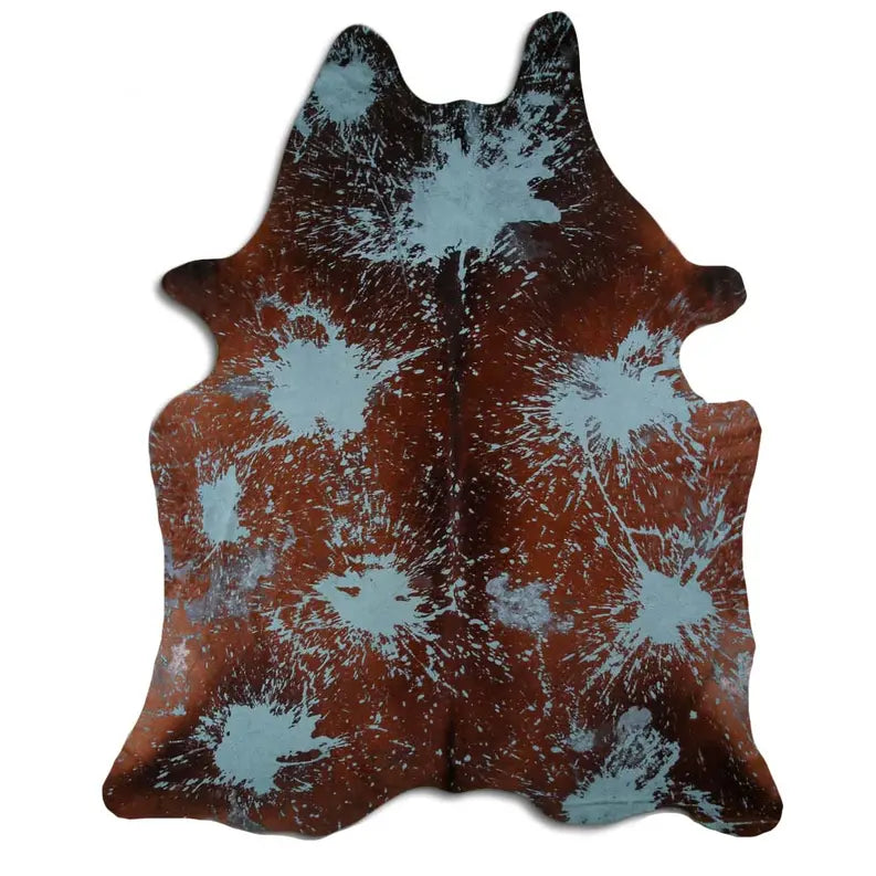 ACID WASHED HAIR ON COWHIDE DISTRESSED ACQUA BLUE MODA-DBK