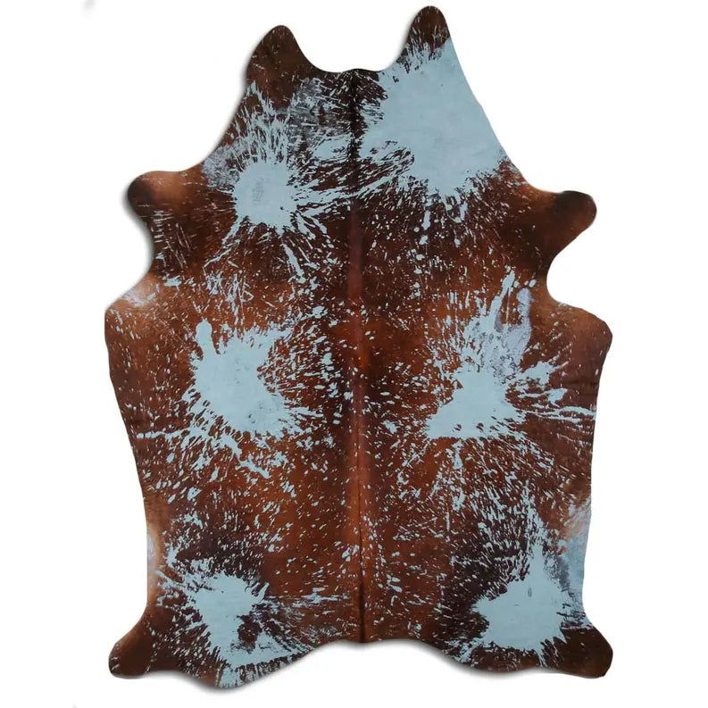 ACID WASHED HAIR ON COWHIDE DISTRESSED ACQUA BLUE MODA-DBK