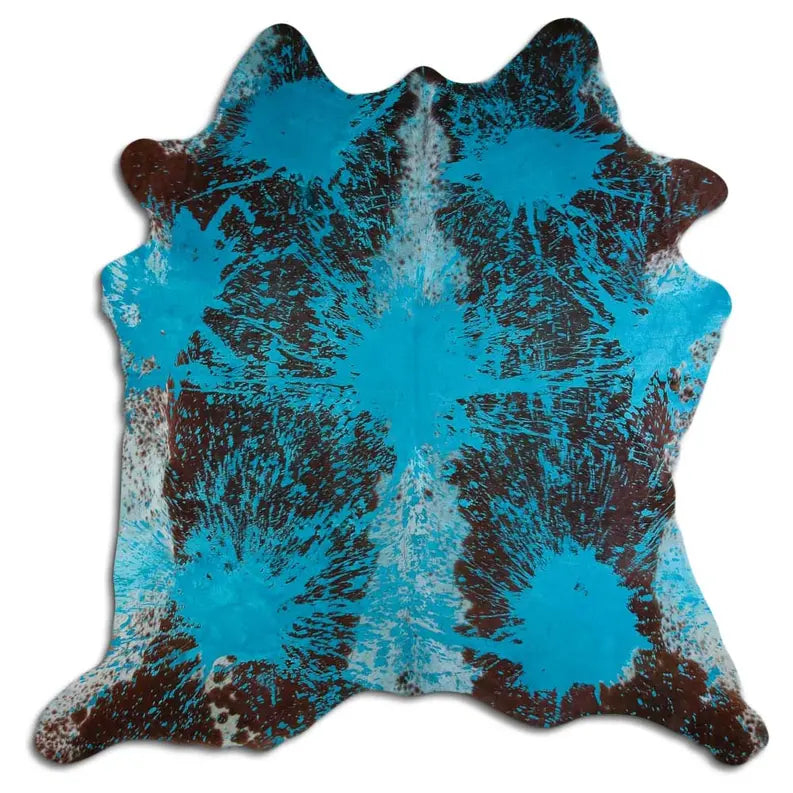 ACID WASHED HAIR ON COWHIDE DISTRESSED ACQUA BLUE MODA-DBK