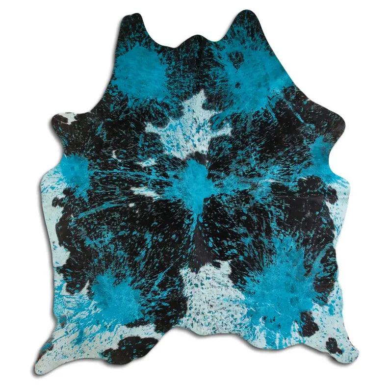 ACID WASHED HAIR ON COWHIDE DISTRESSED ACQUA BLUE MODA-DBK
