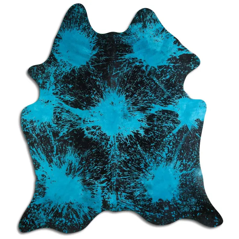 ACID WASHED HAIR ON COWHIDE DISTRESSED ACQUA BLUE MODA-DBK