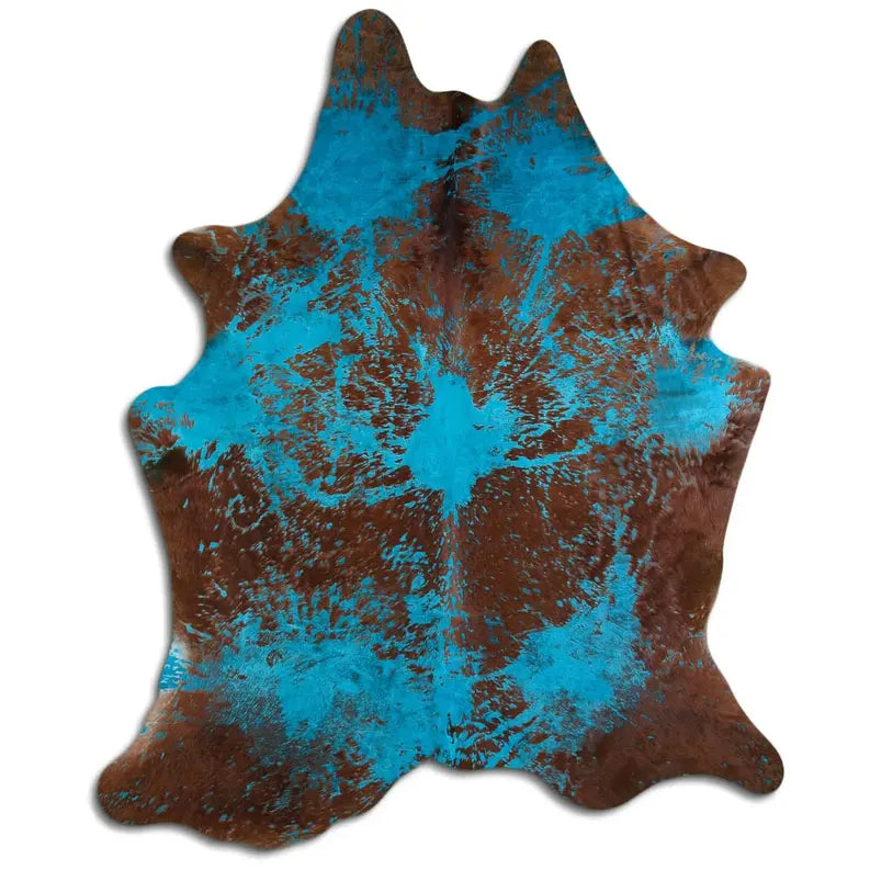 ACID WASHED HAIR ON COWHIDE DISTRESSED ACQUA BLUE MODA-DBK