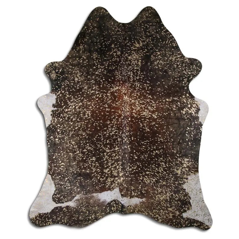 ACID WASHED HAIR ON COWHIDE GOLD METALLIC ON BROWN AND WHITE MODA-DBK