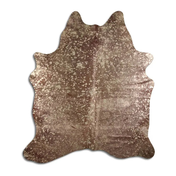 ACID WASHED HAIR ON COWHIDE GOLD METALLIC ON BROWN MODA-DBK