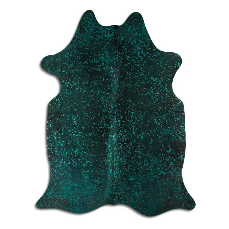 ACID WASHED HAIR ON COWHIDE GREEN METALLIC ON BLACK MODA-DBK