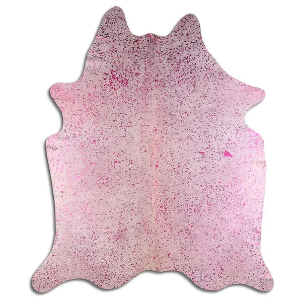ACID WASHED HAIR ON COWHIDE PINK METALLIC ON WHITE MODA-DBK