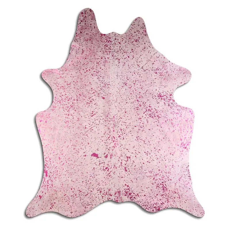 ACID WASHED HAIR ON COWHIDE PINK METALLIC ON WHITE MODA-DBK