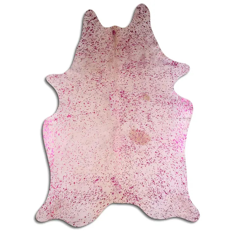 ACID WASHED HAIR ON COWHIDE PINK METALLIC ON WHITE MODA-DBK