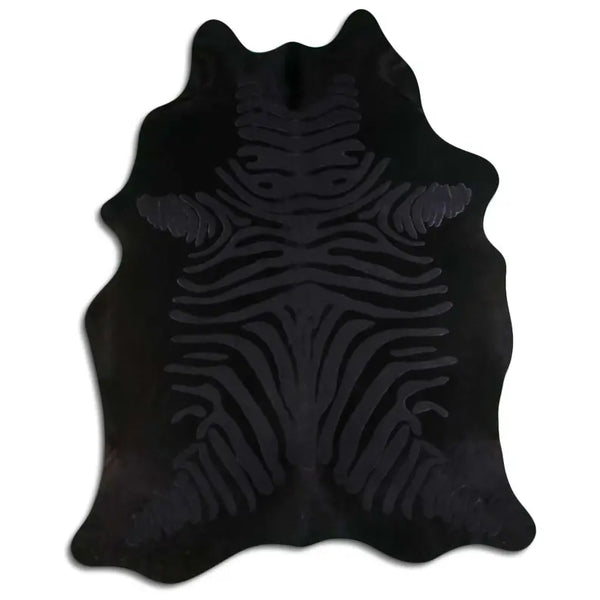 ACID WASHED HAIR ON COWHIDE ZEBRA DISTRESSED BLACK ON BLACK MODA-DBK