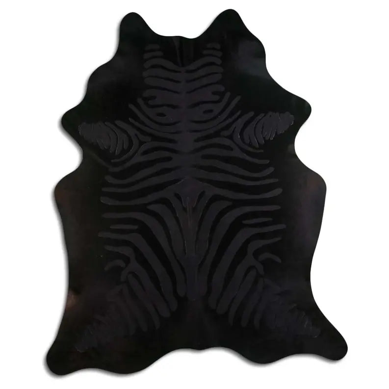 ACID WASHED HAIR ON COWHIDE ZEBRA DISTRESSED BLACK ON BLACK MODA-DBK