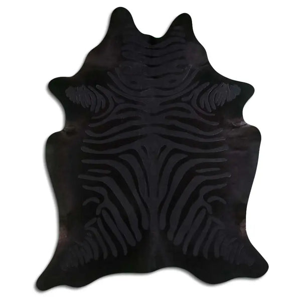 ACID WASHED HAIR ON COWHIDE ZEBRA DISTRESSED BLACK ON BLACK MODA-DBK